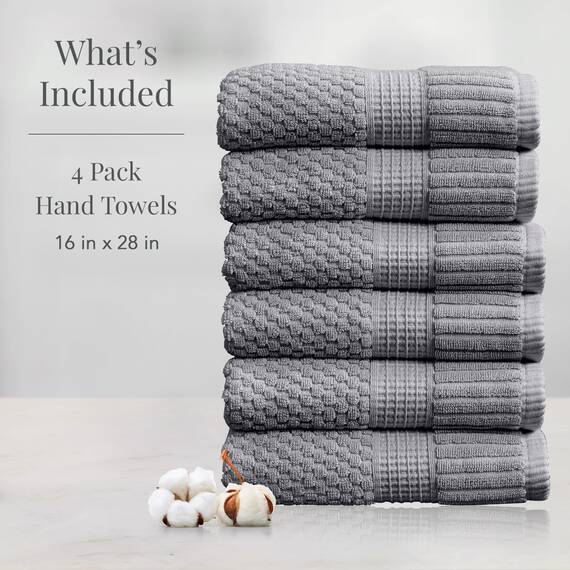 NY Loft Handtuch aus 100 % Baumwolle, superweich und saugfähig, schnell trocknend, strukturierte und strapazierfähige Baumwolle, Trinity-Kollektion, 6 Stück Handtücher, 40,6 x 71,1 cm, Grau (Charcoal