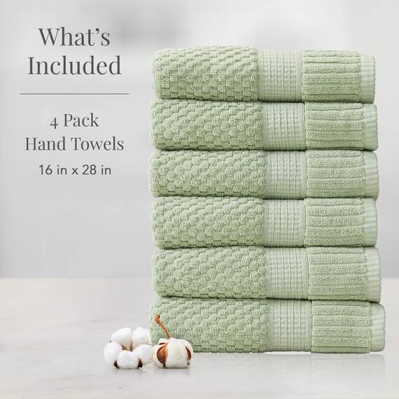 NY Loft Handtuch-Set aus 100 % Baumwolle, superweich und saugfähig, schnell trocknend, strukturierte und strapazierfähige Baumwolle, Trinity-Kollektion, 6 Stück, 40,6 x 71,1 cm, Salbeigrün