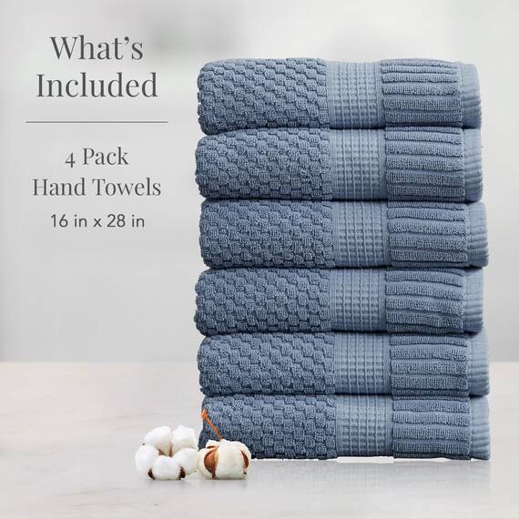 NY Loft Handtuch aus 100 % Baumwolle, superweich und saugfähig, schnell trocknend, strukturierte und strapazierfähige Baumwolle, Trinity-Kollektion, 6 Stück Handtücher, 40,6 x 71,1 cm, Blau (Flint