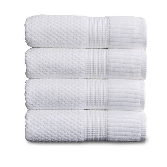 NY Loft Badetücher aus 100% Baumwolle, super weiche und saugfähige, schnell trocknende Badetücher, 76.2x132.1 cm, Trinity Collection (4er-Pack Badetücher, helles Weiß)