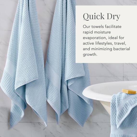 NY Loft Handtuch-Set aus 100% Baumwolle, 6-teilig, super weich und saugfähig, schnell trocknend, 2 Badetücher, 2 Handtücher und 2 Waschlappen, Trinity Collection (6-teiliges Set, Chambray Blue)