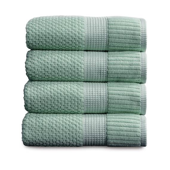 NY Loft Badetuch aus 100 % Baumwolle, superweich und saugfähig, schnell trocknend, strukturierte und strapazierfähige Baumwolle, Trinity-Kollektion, 4 Stück, 76,2 x 132,1 cm, Wasabi-Grün