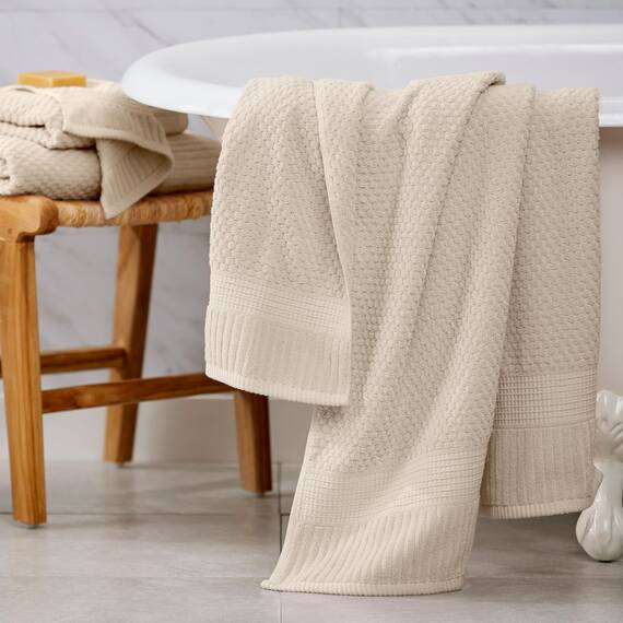 NY Loft Badetuch aus 100 % Baumwolle, superweich und saugfähig, schnell trocknend, strukturierte und strapazierfähige Baumwolle, dicke Premium-Handtücher, Trinity-Kollektion, 4 Stück Badetücher,