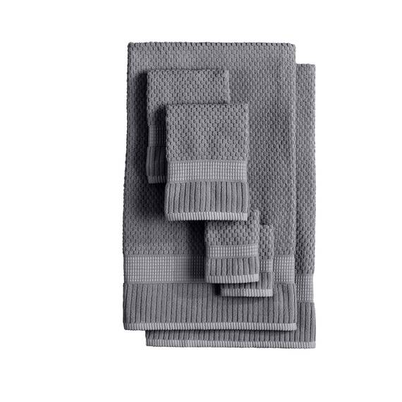 NY Loft Handtuch aus 100 % Baumwolle, superweich und saugfähig, schnell trocknend, strukturierte und strapazierfähige Baumwolle, Trinity-Kollektion, 6 Stück Handtücher, 40,6 x 71,1 cm, Grau (Charcoal