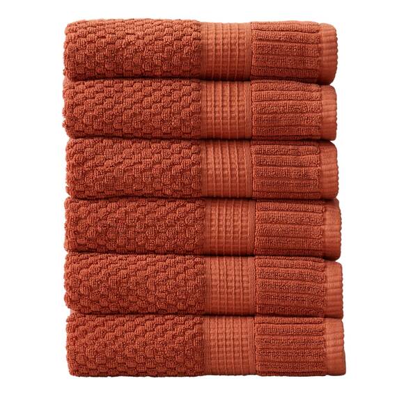 NY Loft Handtuch-Set aus 100 % Baumwolle, superweich und saugfähig, schnell trocknend, strukturierte und strapazierfähige Baumwolle, Trinity-Kollektion, 6 Stück, 40,6 x 71,1 cm, Tonfarben (Clay)