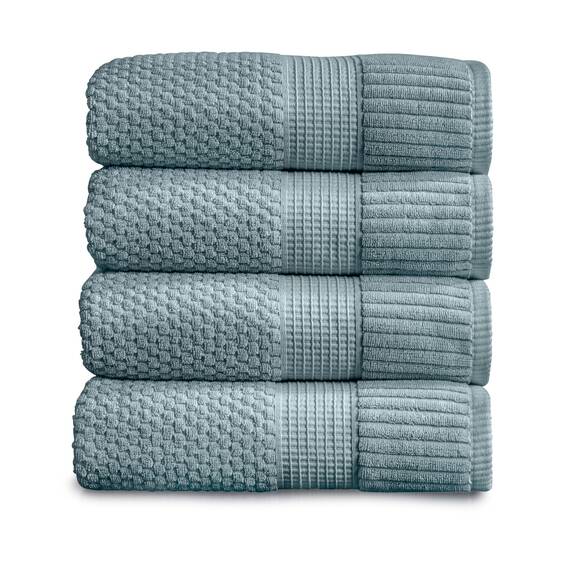 NY Loft Badetuch aus 100 % Baumwolle, superweich und saugfähig, schnell trocknend, strukturierte und strapazierfähige Baumwolle, dicke Premium-Handtücher, 4 Stück Badetücher, 76,2 x 132,1 cm, Blaugrau