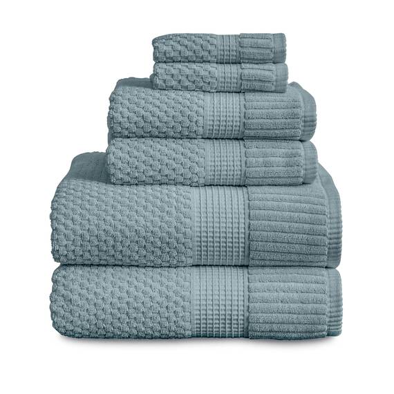 NY Loft Handtuch-Set aus 100 % Baumwolle, 6-teilig, super weich und saugfähig, schnell trocknend, 2 Badetücher, 2 Handtücher und 2 Waschlappen, strukturierte und strapazierfähige Baumwolle, dicke