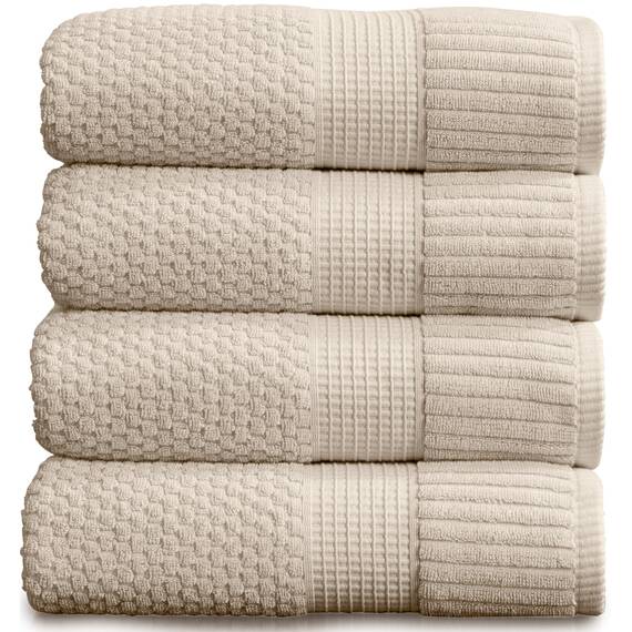 NY Loft Badetuch aus 100 % Baumwolle, superweich und saugfähig, schnell trocknend, strukturierte und strapazierfähige Baumwolle, dicke Premium-Handtücher, Trinity-Kollektion, 4 Stück Badetücher,