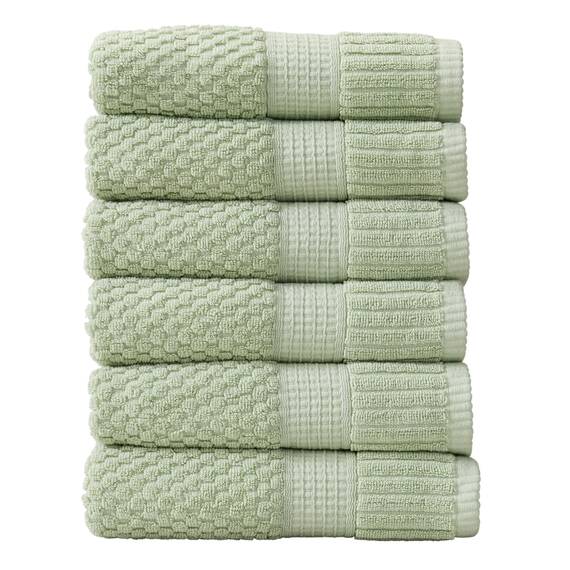 NY Loft Handtuch-Set aus 100 % Baumwolle, superweich und saugfähig, schnell trocknend, strukturierte und strapazierfähige Baumwolle, Trinity-Kollektion, 6 Stück, 40,6 x 71,1 cm, Salbeigrün