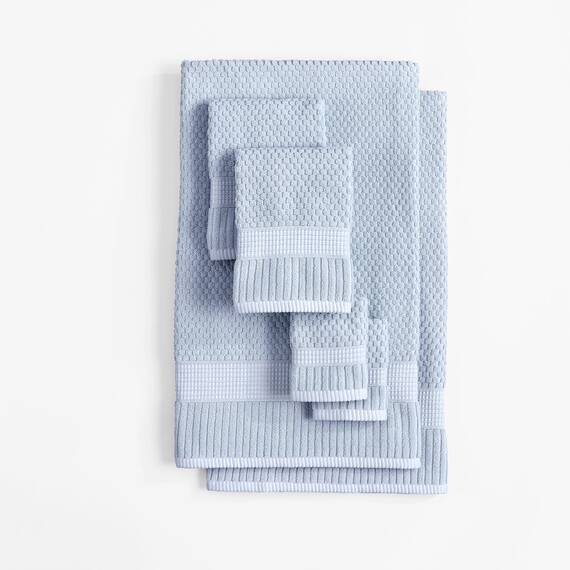 NY Loft Handtuch-Set aus 100% Baumwolle, 6-teilig, super weich und saugfähig, schnell trocknend, 2 Badetücher, 2 Handtücher und 2 Waschlappen, Trinity Collection (6-teiliges Set, Chambray Blue)