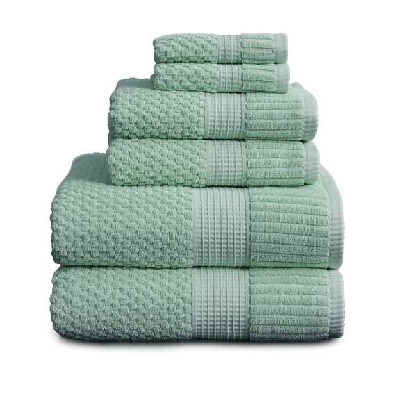 NY Loft Handtuch-Set aus 100 % Baumwolle, 6-teilig, super weich und saugfähig, schnell trocknend, 2 Badetücher, 2 Handtücher und 2 Waschlappen, strukturierte und strapazierfähige Baumwolle,