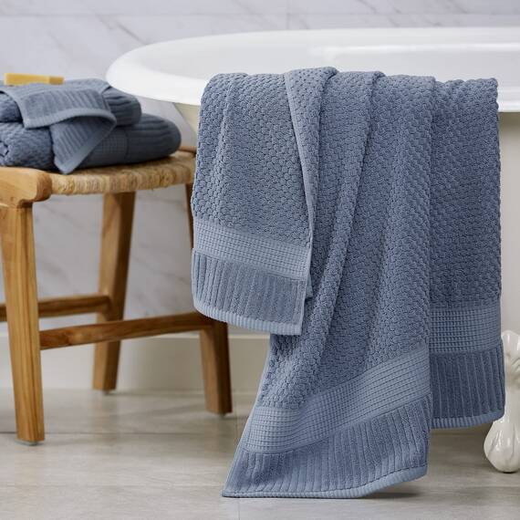 NY Loft Handtuch aus 100 % Baumwolle, superweich und saugfähig, schnell trocknend, strukturierte und strapazierfähige Baumwolle, Trinity-Kollektion, 6 Stück Handtücher, 40,6 x 71,1 cm, Blau (Flint