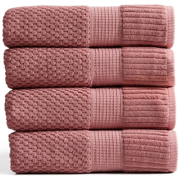 NY Loft Badetuch aus 100 % Baumwolle, superweich und saugfähig, schnell trocknend, strukturierte und strapazierfähige Baumwolle, dicke Premium-Handtücher, Trinity-Kollektion, 4 Stück Badetücher,
