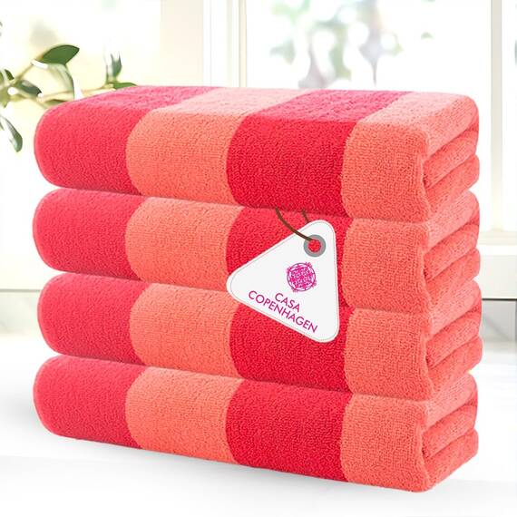 Casa Copenhagen Malibu Handtücher 4-Stück Geschenkset aus – Rosa/Hellrosa Strandtüchern, 75x150 cm extragroße Pooltüchern 100% Baumwolle (perfekte Sommer Geschenkset für Damen & Herren)