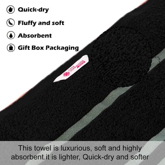 Casa Copenhagen, 6teiliges Designer Handtuch Geschenkset aus 100% ägyptischer Baumwolle –Schwarz, 550 g/m² (2Badetücher, 2Handtücher, 2Waschhandschuhe) Geschenkbox für Damen & Herren