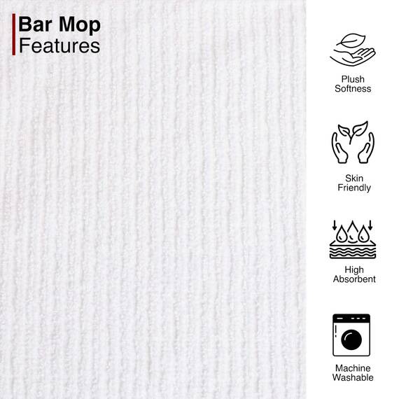 Casa Copenhagen Gerippte Barmopp-Handtücher, 12er-Pack aus 100% Baumwolle, saugfähig und langlebig, 38 x 48 cm – Vielzweck-Küchentücher für Zuhause, Bar und Restaurant