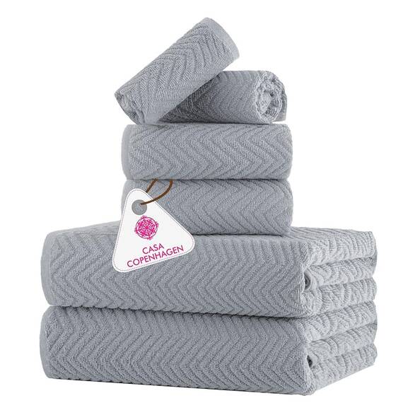 Casa Copenhagen, 6teiliges Designer Handtuch Geschenkset aus 100% ägyptischer Baumwolle – Karamella, 550 g/m² (2Badetücher, 2Handtücher, 2Waschhandschuhe) Geschenkbox für Damen & Herren