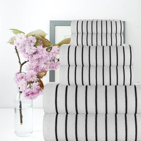 Casa Copenhagen, 6teiliges Designer Handtuch Geschenkset aus 100% ägyptischer Baumwolle –Weiß, 600 g/m² (2Badetücher, 2Handtücher, 2Waschhandschuhe) Geschenkbox für Damen & Herren