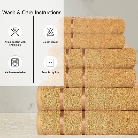 Casa Copenhagen, 6teiliges Designer Handtuch Geschenkset aus 100% ägyptischer Baumwolle -Naturweiß, 500 g/m² (2Badetücher, 2Handtücher, 2Waschhandschuhe) Geschenkbox für Damen & Herren
