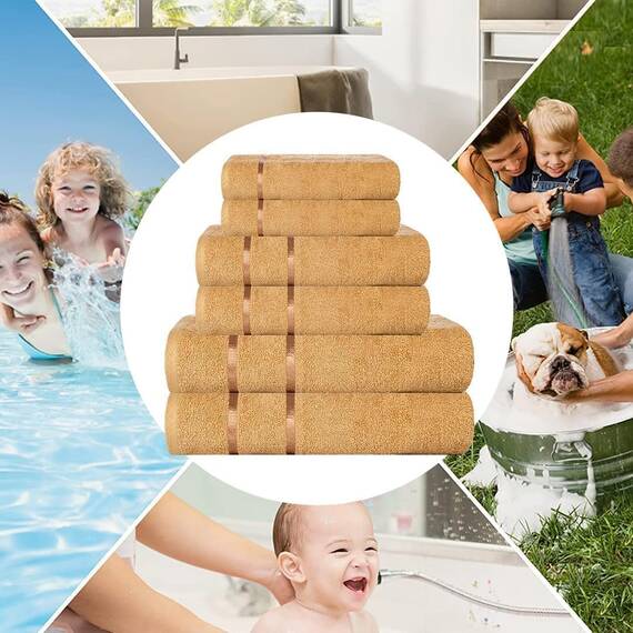 Casa Copenhagen, 6teiliges Designer Handtuch Geschenkset aus 100% ägyptischer Baumwolle -Naturweiß, 500 g/m² (2Badetücher, 2Handtücher, 2Waschhandschuhe) Geschenkbox für Damen & Herren