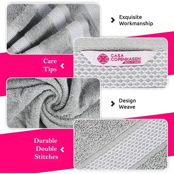 Casa Copenhagen, 6teiliges Designer Handtuch Geschenkset aus 100% ägyptischer Baumwolle – Grau-Violett, 600 g/m² (2Badetücher, 2Handtücher, 2Waschhandschuhe) Geschenkbox für Damen & Herren