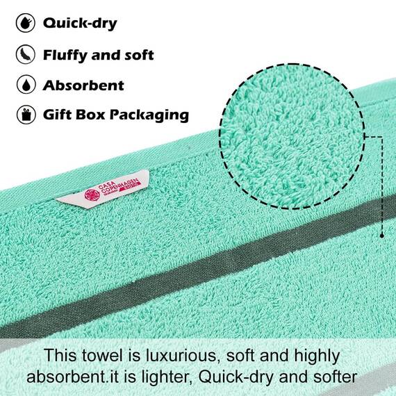 Casa Copenhagen, 6teiliges Designer Handtuch Geschenkset aus 100% ägyptischer Baumwolle –Aquablau, 550 g/m² (2Badetücher, 2Handtücher, 2Waschhandschuhe) Geschenkbox für Damen & Herren