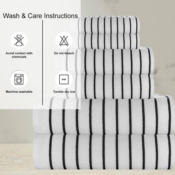 Casa Copenhagen, 6teiliges Designer Handtuch Geschenkset aus 100% ägyptischer Baumwolle –Weiß, 600 g/m² (2Badetücher, 2Handtücher, 2Waschhandschuhe) Geschenkbox für Damen & Herren