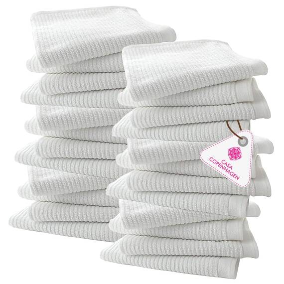 Casa Copenhagen Gerippte Barmopp-Handtücher, 24er-Pack aus 100% Baumwolle, saugfähig und langlebig, 38 x 48 cm – Vielzweck-Küchentücher für Zuhause, Bar und Restaurant