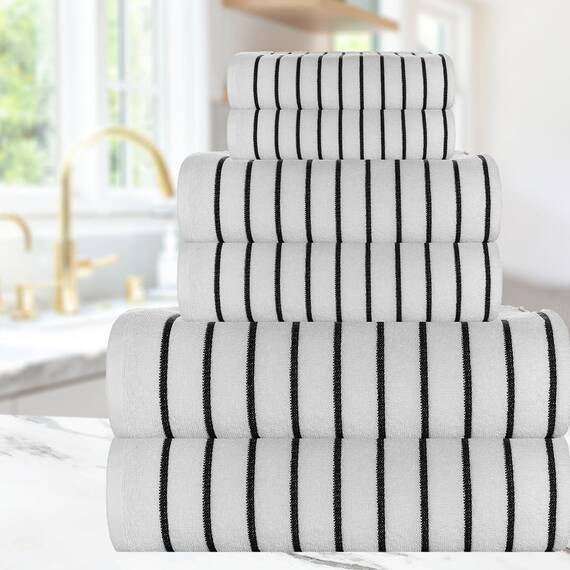 Casa Copenhagen, 6teiliges Designer Handtuch Geschenkset aus 100% ägyptischer Baumwolle –Weiß, 600 g/m² (2Badetücher, 2Handtücher, 2Waschhandschuhe) Geschenkbox für Damen & Herren