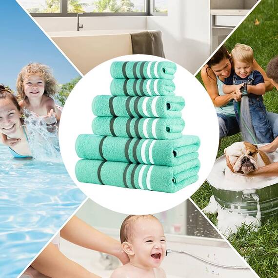 Casa Copenhagen, 6teiliges Designer Handtuch Geschenkset aus 100% ägyptischer Baumwolle –Aquablau, 550 g/m² (2Badetücher, 2Handtücher, 2Waschhandschuhe) Geschenkbox für Damen & Herren