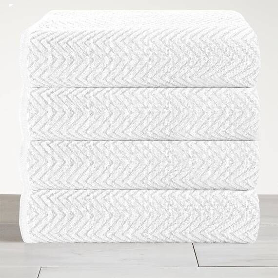 Casa Copenhagen Wave Textured 4-teiliges Geschenkset XL Designer Handtüchern aus 100% ägyptischer Baumwolle- Weiß, 70x140 cm, 4Badetücher für Badezimmer (perfekte Geschenkset für Damen & Herren)