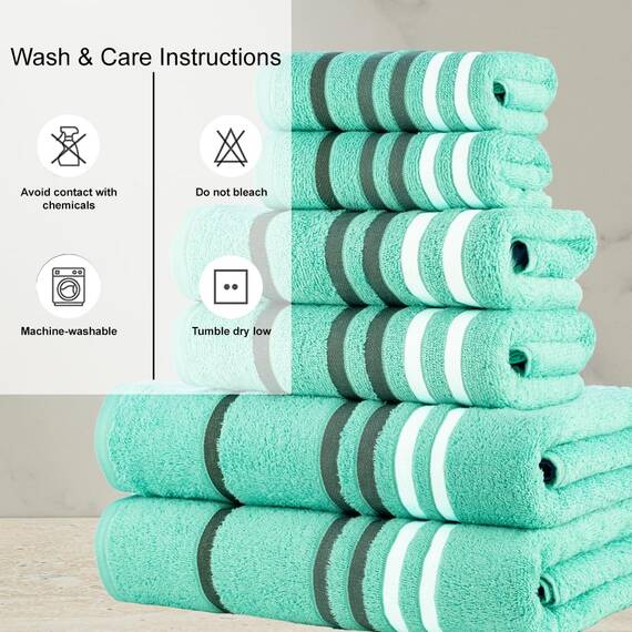 Casa Copenhagen, 6teiliges Designer Handtuch Geschenkset aus 100% ägyptischer Baumwolle –Aquablau, 550 g/m² (2Badetücher, 2Handtücher, 2Waschhandschuhe) Geschenkbox für Damen & Herren