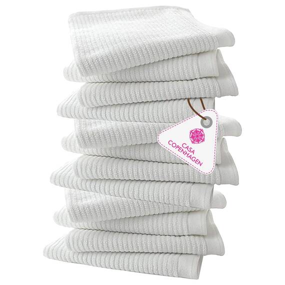 Casa Copenhagen Gerippte Barmopp-Handtücher, 12er-Pack aus 100% Baumwolle, saugfähig und langlebig, 38 x 48 cm – Vielzweck-Küchentücher für Zuhause, Bar und Restaurant