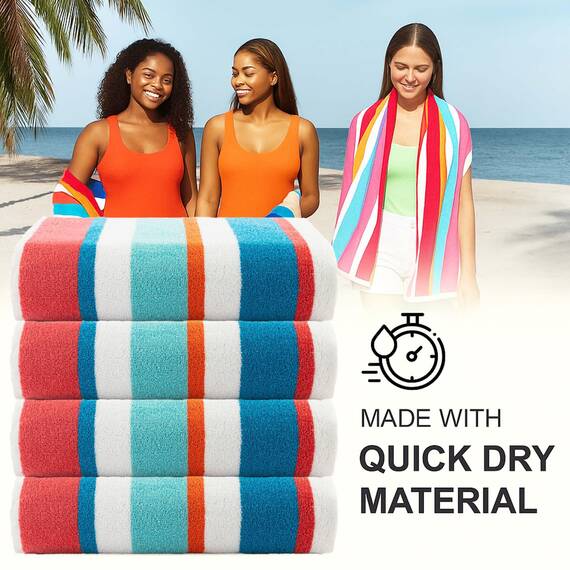 Casa Copenhagen Bora Bora Handtücher 4-Stück Geschenkset aus – Türkis, 75x150 cm extragroße Pooltüchern 100% Baumwolle (perfekte Sommer Geschenkset für Damen & Herren)
