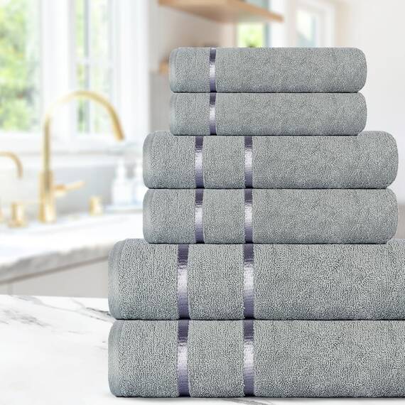 Casa Copenhagen, 6teiliges Designer Handtuch Geschenkset aus 100% ägyptischer Baumwolle -Pastellviolett, 500 g/m² (2Badetücher, 2Handtücher, 2Waschhandschuhe) Geschenkbox für Damen & Herren
