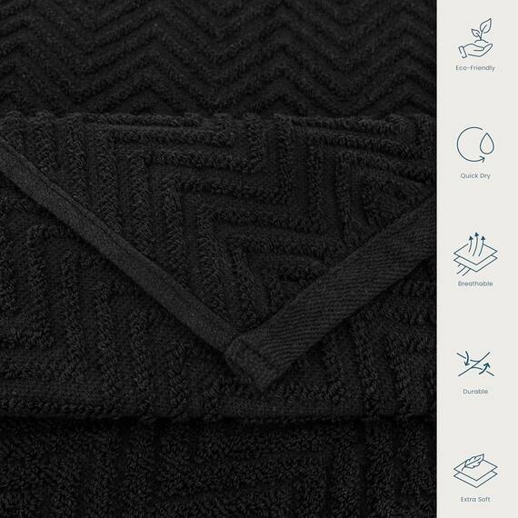 Casa Copenhagen Wave Strukturiertes 6-teiliges kleines Badetuchset - Graphitschwarz, aus 100% ägyptischer Baumwolle Kiefergrau, Badetücher für das Badezimmer (perfekte Geschenkset für Damen & Herren)