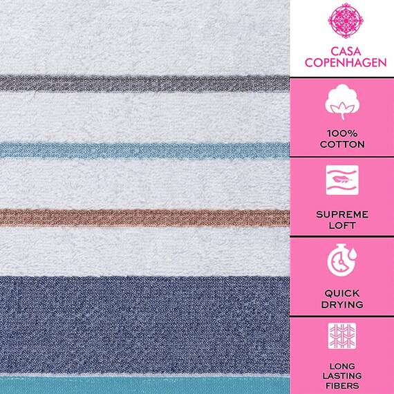 Casa Copenhagen, 6teiliges Designer Handtuch Geschenkset aus 100% ägyptischer Baumwolle – Grauer Denim, 600 g/m² (2Badetücher, 2Handtücher, 2Waschhandschuhe) Geschenkbox für Damen & Herren