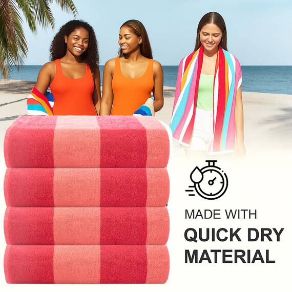 Casa Copenhagen Malibu Handtücher 4-Stück Geschenkset aus – Rosa/Hellrosa Strandtüchern, 75x150 cm extragroße Pooltüchern 100% Baumwolle (perfekte Sommer Geschenkset für Damen & Herren)
