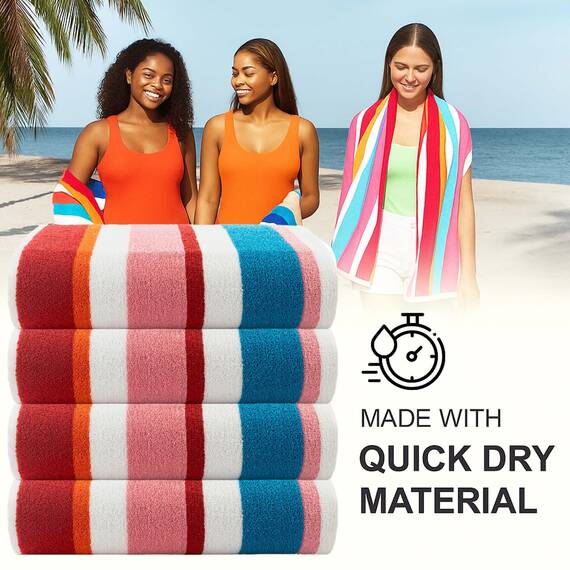 Casa Copenhagen Bora Bora Handtücher 4-Stück Geschenkset aus – Rosa, 75x150 cm extragroße Pooltüchern 100% Baumwolle (perfekte Sommer Geschenkset für Damen & Herren)
