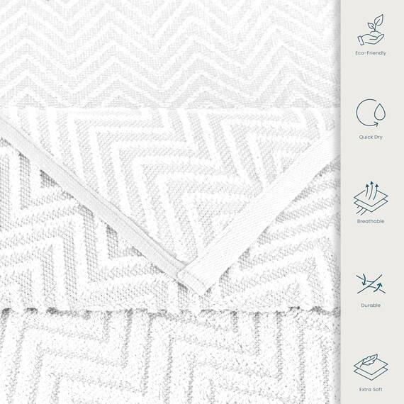 Casa Copenhagen Wave Textured 4-teiliges Geschenkset XL Designer Handtüchern aus 100% ägyptischer Baumwolle- Weiß, 70x140 cm, 4Badetücher für Badezimmer (perfekte Geschenkset für Damen & Herren)
