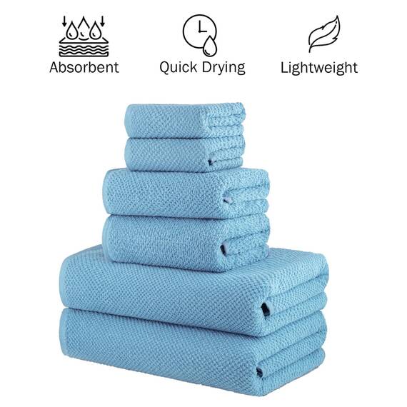 Casa Copenhagen 6-teiliges Handtuchset mit Popcorn-Struktur – Rauchblau, 550 g/m², 2 Bade