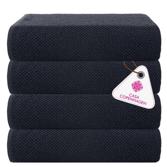 Casa Copenhagen 4-teiliges Geschenkset XL Designer Handtüchern aus 100% ägyptischer Baumwolle- Marineblau, 70x140 cm, 4Badetücher für Badezimmer (perfekte Geschenkset für Damen & Herren)