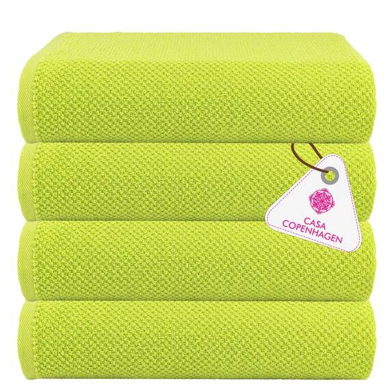 Casa Copenhagen 4-teiliges Geschenkset XL Designer Handtüchern aus 100% ägyptischer Baumwolle- Neongrün, 70x140 cm, 4Badetücher für Badezimmer (perfekte Geschenkset für Damen & Herren)