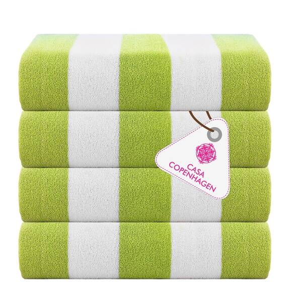Casa Copenhagen Cabana Handtücher 4-Stück Geschenkset aus – Grün Strandtüchern, 75x150 cm extragroße Pooltüchern 100% Baumwolle (perfekte Sommer Geschenkset für Damen & Herren)