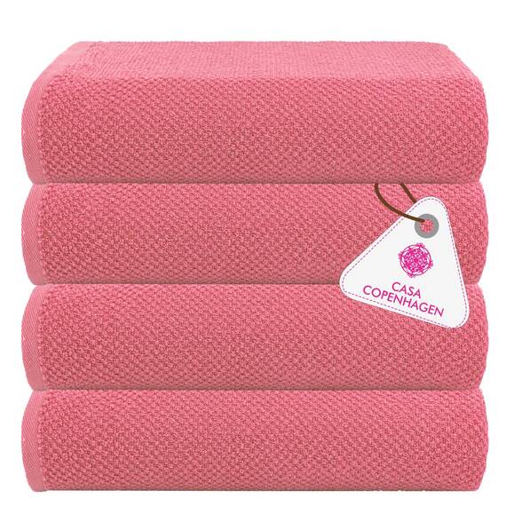 Casa Copenhagen 4-teiliges Geschenkset XL Designer Handtüchern aus 100% ägyptischer Baumwolle- Rosa, 70x140 cm, 4Badetücher für Badezimmer (perfekte Geschenkset für Damen & Herren)
