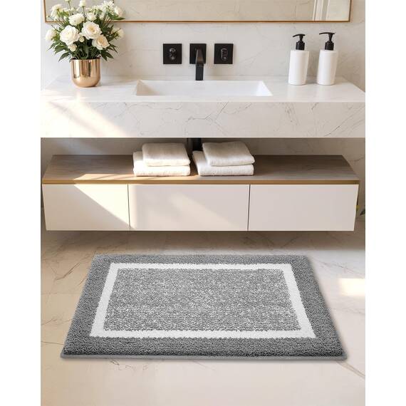 COLOR&GEOMETRY Kleine Badteppiche rutschfest Waschbar Absorbierende Badvorleger Weiche Badezimmerteppich Badematte für Badezimmer, Dusche, Badewanne, Waschküche Dunkelgrau, 60 x 150 cm