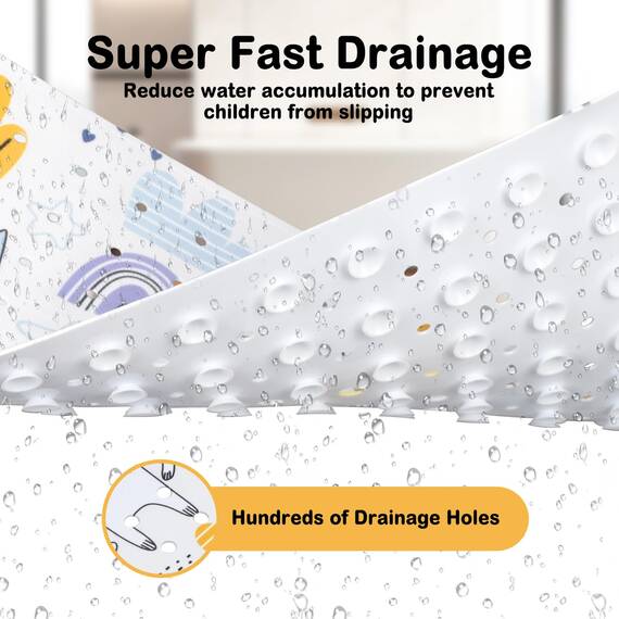 YOCOLE Kinderbadewannenmatte 100x40cm Duschmatte Rutschfest, BPA-frei PVC, Saugnäpfen, Schimmelresistent & Maschinenwaschbar