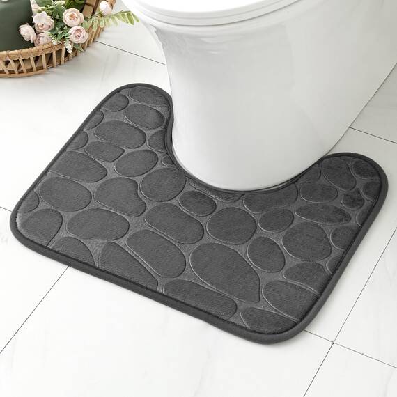 MIULEE Geometrische Badematte Memoryschaum Badezimmerteppich Badteppich Memory Foam Duschvorleger Teppich Badvorleger Fussmatte rutschfeste Matte für Badezimmer Wohnzimmer 50x40 cm Grau