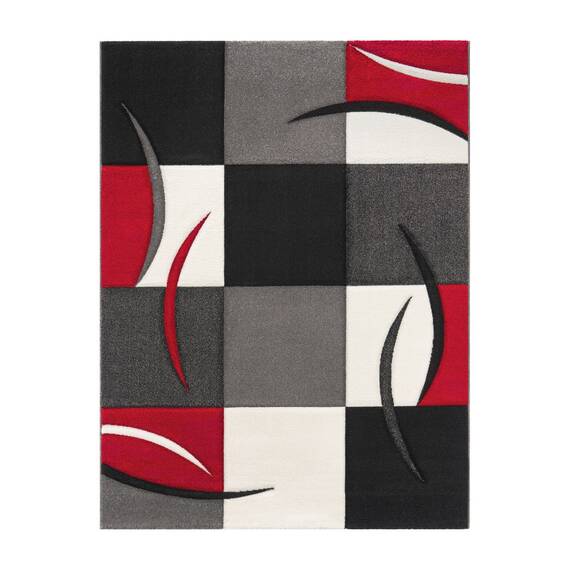 TT Home Wohnzimmer Teppich Moderner Kurzflor 3D Optik Geometrisches Wellen Design, Farbe: Rot 2, Größe:60x110 cm