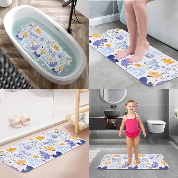 YOCOLE Kinderbadewannenmatte 100x40cm Duschmatte Rutschfest, BPA-frei PVC, Saugnäpfen, Schimmelresistent & Maschinenwaschbar